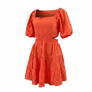 Shy Velvet Women Orange Back Out Crossover Waist Mini Dress M NWT